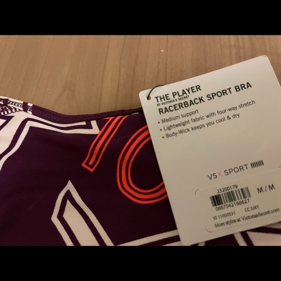 Victoria's Secret The Player Racerback Sport Bra - Grape Soda Size Medium NWT - Picture 4 of 5